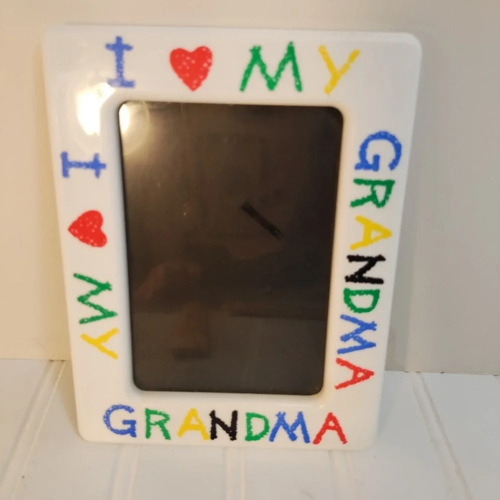 I Love My Grandma Picture Frame White‎ Colorful Hand Painted Style 5x7